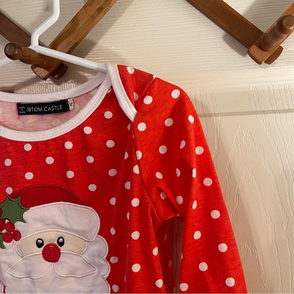 Red Santa Polka Dot Kids Footie - Picture 3 of 7